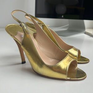 Vintage 90s Manolo Blahnik Open Toe Slingback Heels